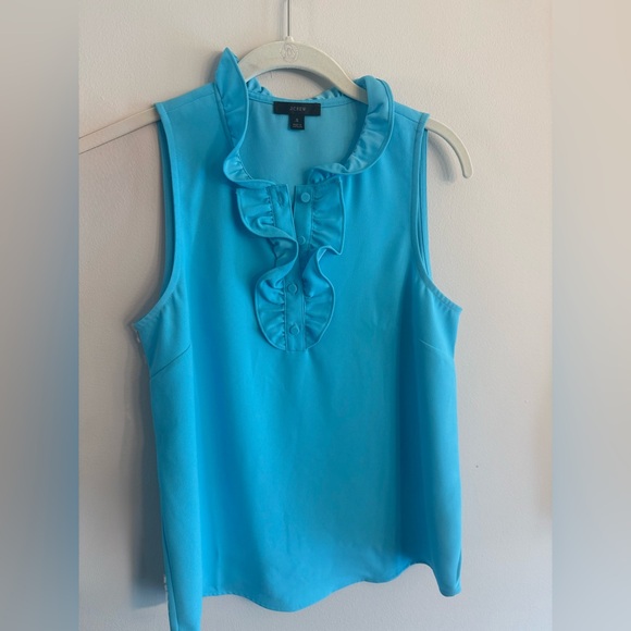 J. Crew Tops - J. Crew Vibrant Blue Ruffled Blouse